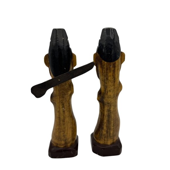 Vintage Korean Totem Pole Carved Wood Village Guardian Jangseung Figurines - Picture 6 of 7